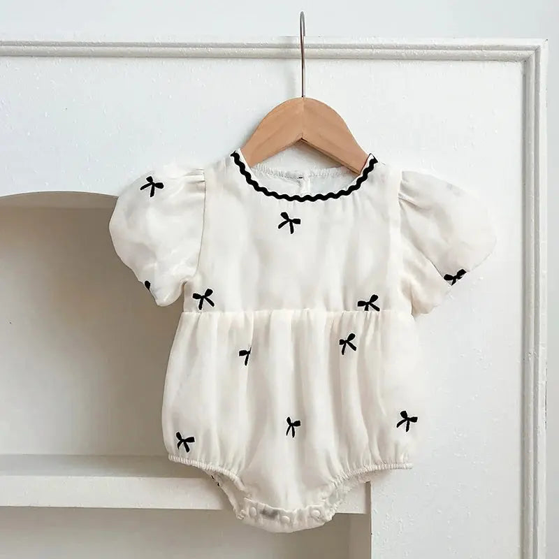 Fiyonklu Balon Kol Elbise & Romper (Kız Kardeş Uyumlu) bedobee