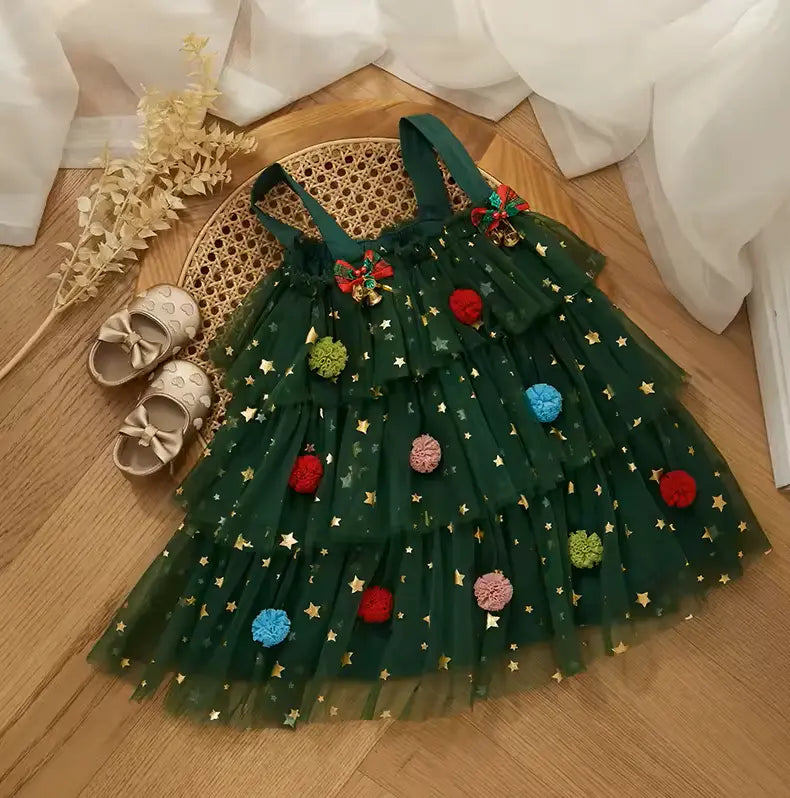 NOEL KIZ ÇOCUK ELBİSESİ bedobee