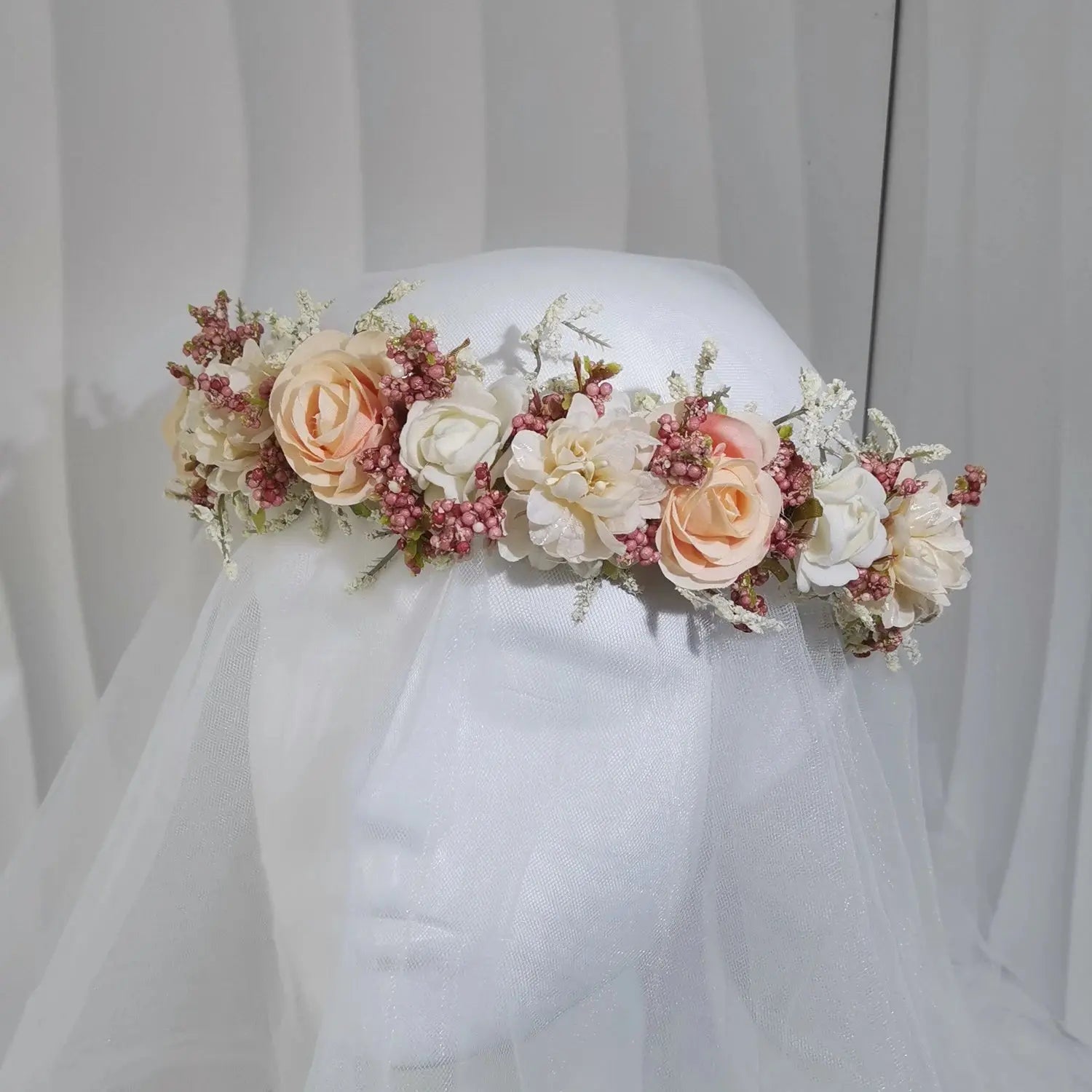 Peony Rose Flower Crown Wreath Handmade Hairbands Wedding Hair Accessories For Women Bridal Bridesmaids Girls Flower Headbands bedobee