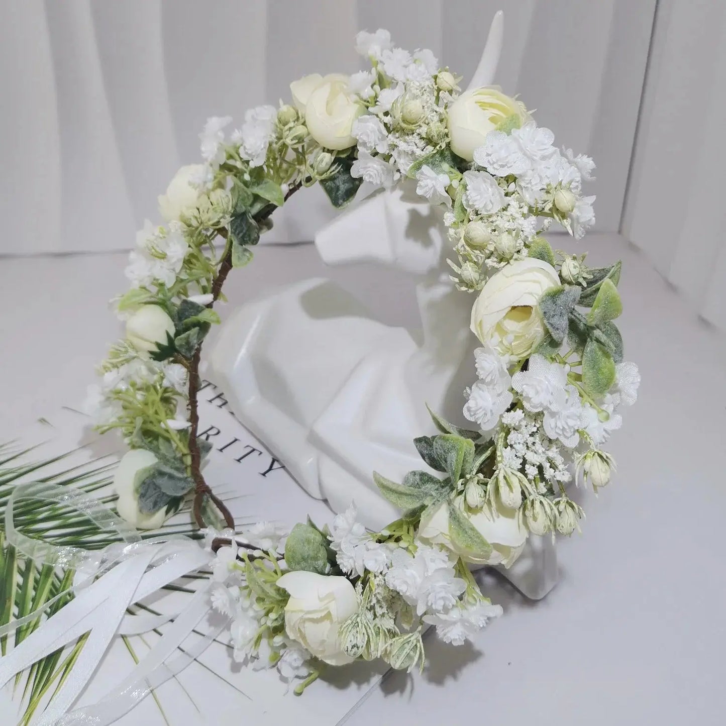 Peony Rose Flower Crown Wreath Handmade Hairbands Wedding Hair Accessories For Women Bridal Bridesmaids Girls Flower Headbands bedobee