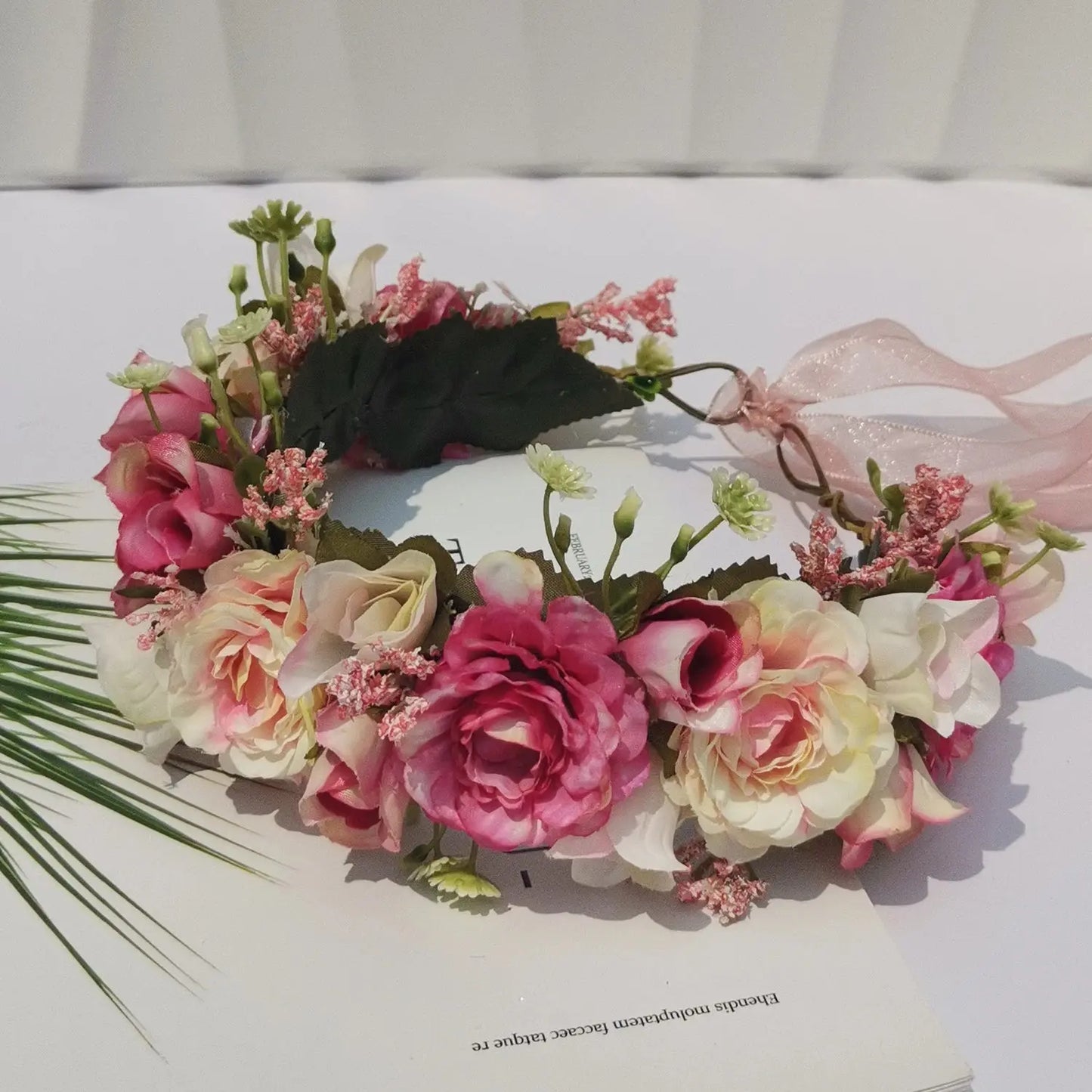 Peony Rose Flower Crown Wreath Handmade Hairbands Wedding Hair Accessories For Women Bridal Bridesmaids Girls Flower Headbands bedobee