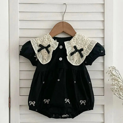 Yazlık Siyah Fiyonklu Romper bedobee