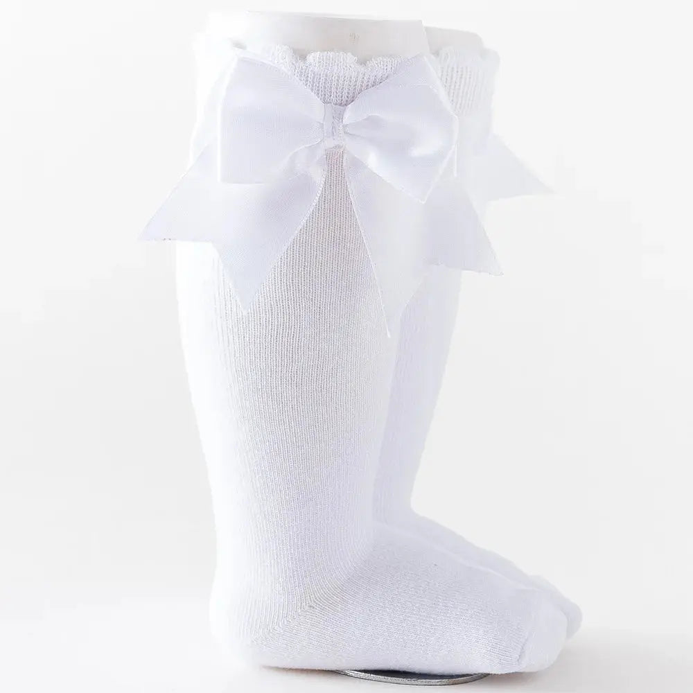 12 Colors Girls Socks Double Bows Cotton Baby Socks Children Soft Baby Long Tube Socks Kids Princess Knee High Socken For 0-7Y bedobee