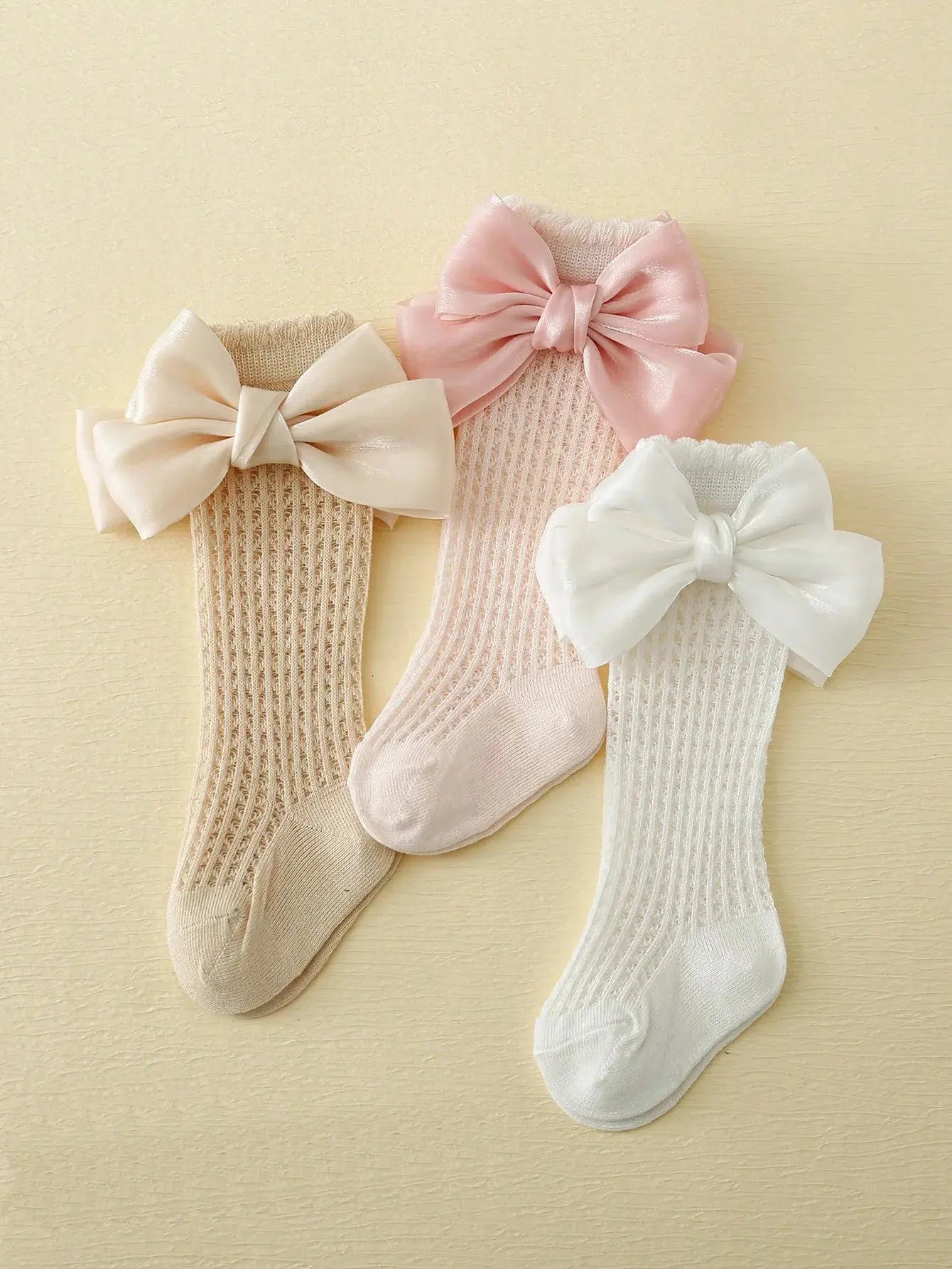 3 Çift Fiyonklu Kız Bebek Çorabı 0001 bedobee