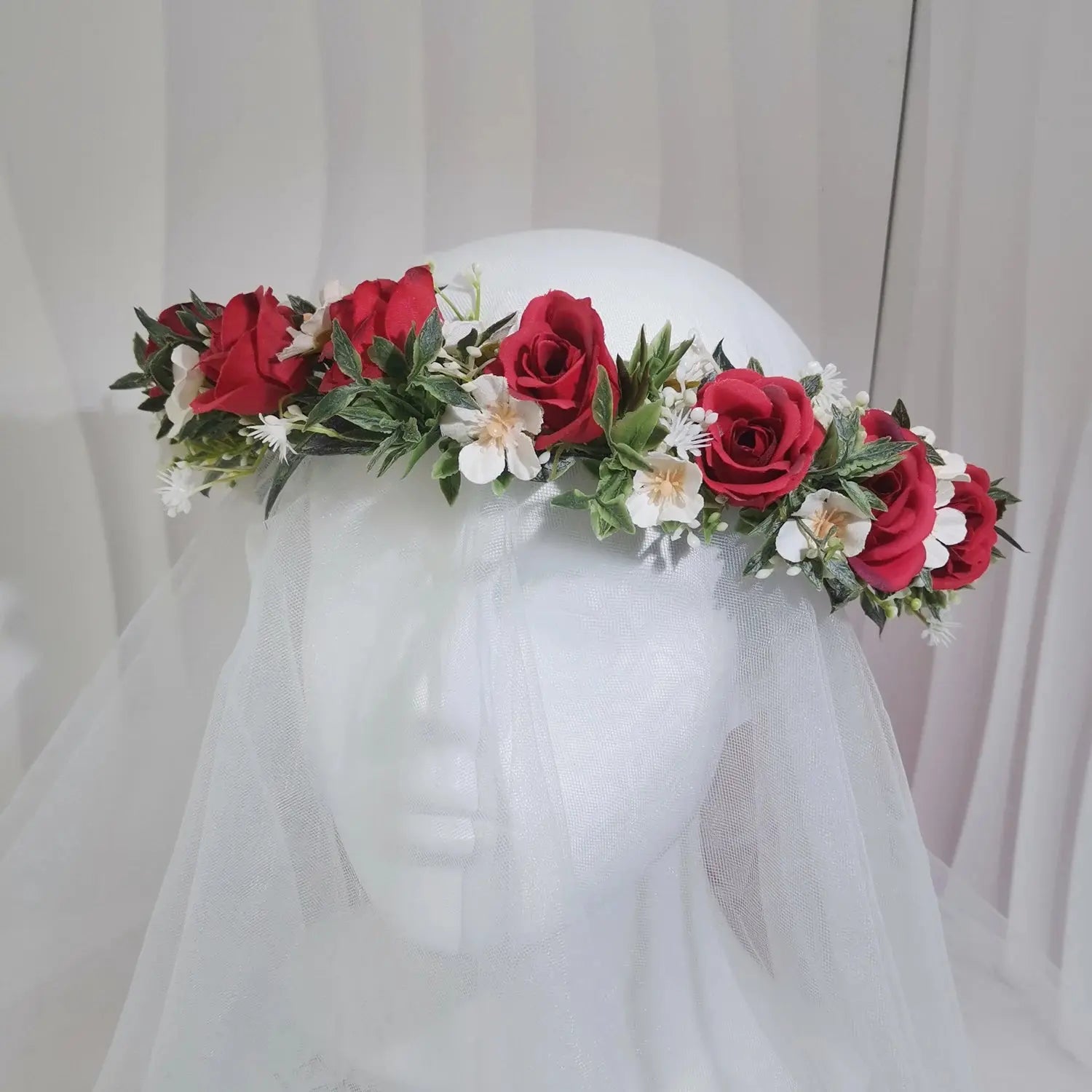 Peony Rose Flower Crown Wreath Handmade Hairbands Wedding Hair Accessories For Women Bridal Bridesmaids Girls Flower Headbands bedobee