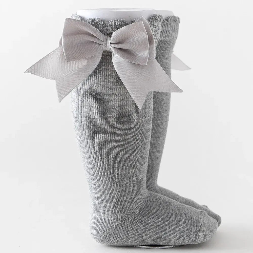 12 Colors Girls Socks Double Bows Cotton Baby Socks Children Soft Baby Long Tube Socks Kids Princess Knee High Socken For 0-7Y bedobee