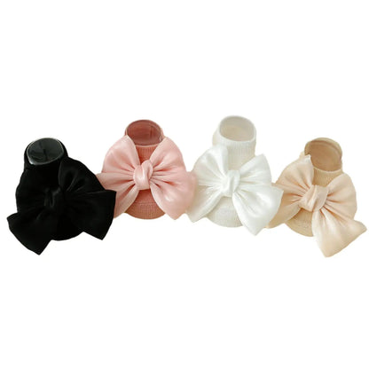 Ins baby bow learning step anti slip floor socks, children's cartoon boat socks, plain baby socks suitable for 0-1 years old bedobee