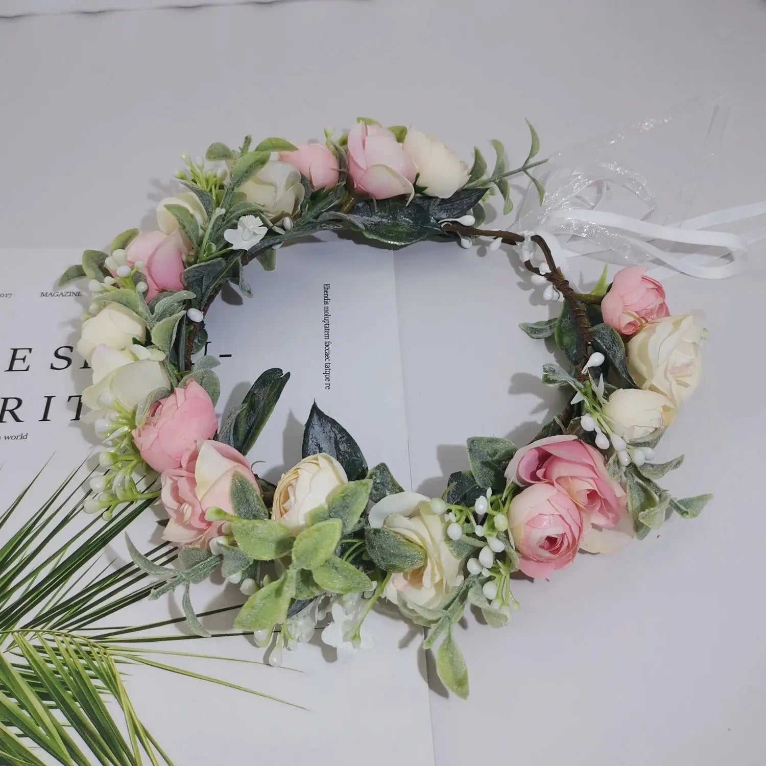 Peony Rose Flower Crown Wreath Handmade Hairbands Wedding Hair Accessories For Women Bridal Bridesmaids Girls Flower Headbands bedobee