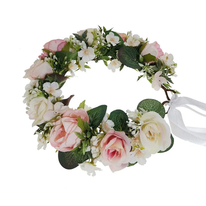 Peony Rose Flower Crown Wreath Handmade Hairbands Wedding Hair Accessories For Women Bridal Bridesmaids Girls Flower Headbands bedobee