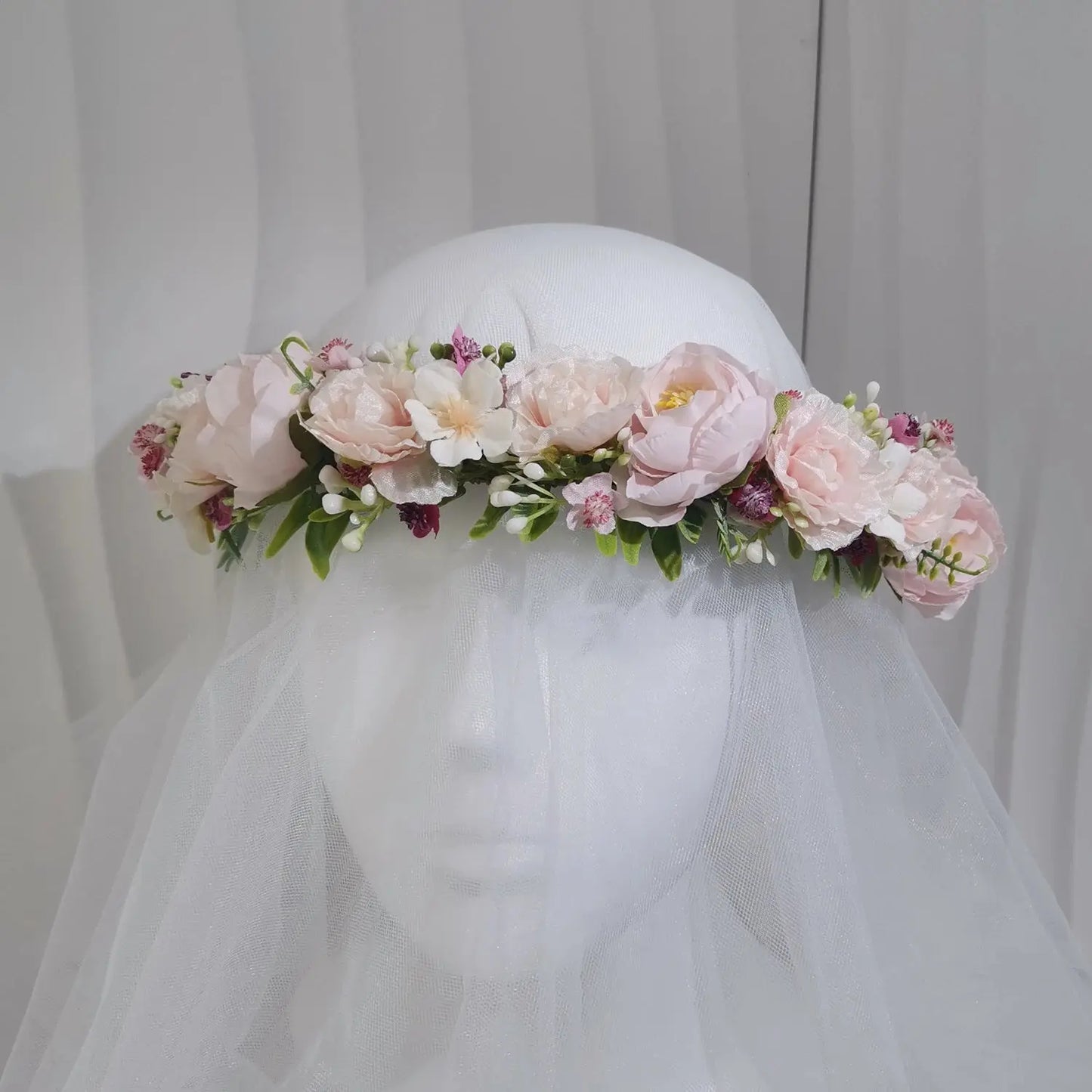 Peony Rose Flower Crown Wreath Handmade Hairbands Wedding Hair Accessories For Women Bridal Bridesmaids Girls Flower Headbands bedobee