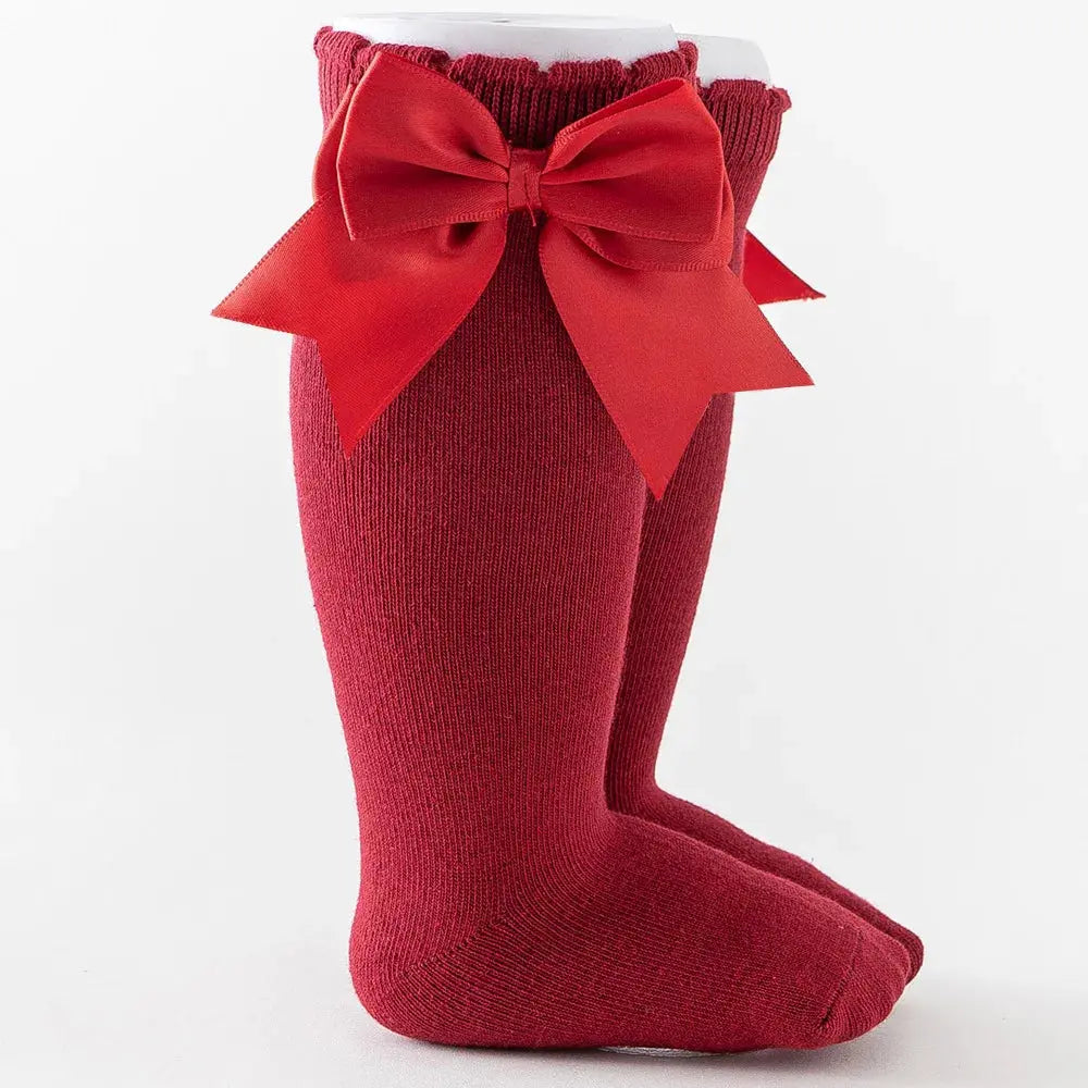 12 Colors Girls Socks Double Bows Cotton Baby Socks Children Soft Baby Long Tube Socks Kids Princess Knee High Socken For 0-7Y bedobee