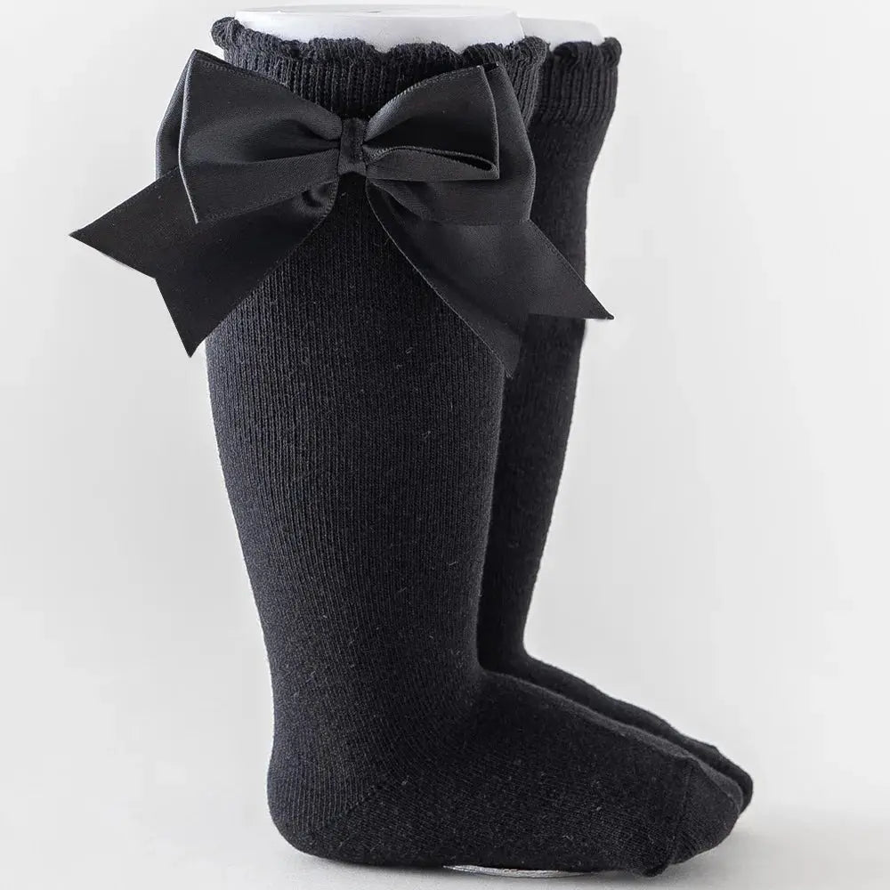 12 Colors Girls Socks Double Bows Cotton Baby Socks Children Soft Baby Long Tube Socks Kids Princess Knee High Socken For 0-7Y bedobee