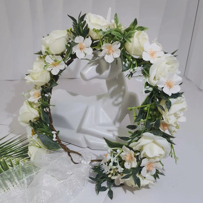 Peony Rose Flower Crown Wreath Handmade Hairbands Wedding Hair Accessories For Women Bridal Bridesmaids Girls Flower Headbands bedobee