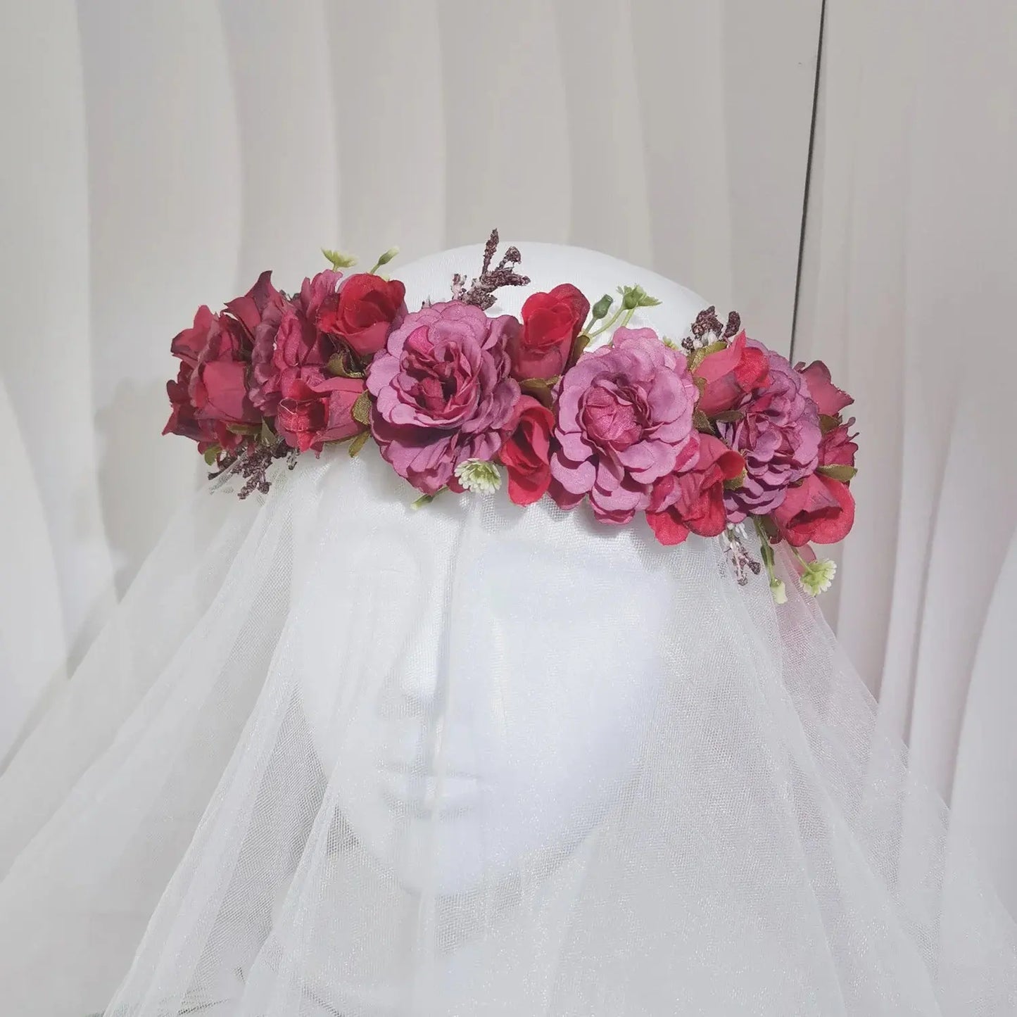 Peony Rose Flower Crown Wreath Handmade Hairbands Wedding Hair Accessories For Women Bridal Bridesmaids Girls Flower Headbands bedobee