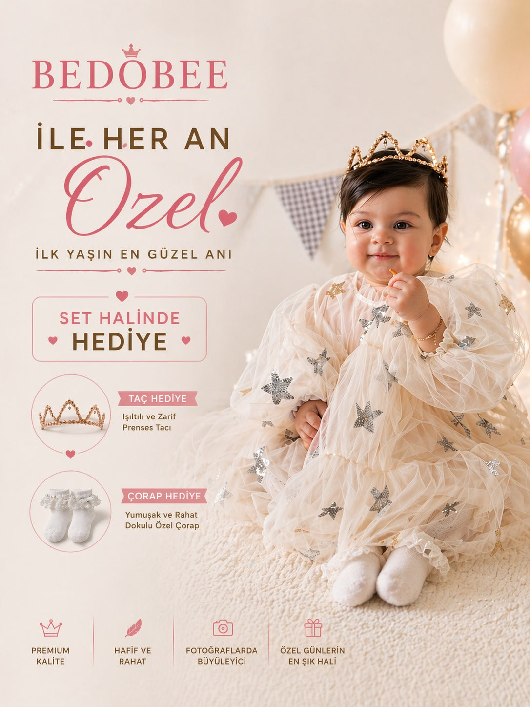 Yeni Yaş Doğum Günü İçin Prenses Mia Tütü Elbise